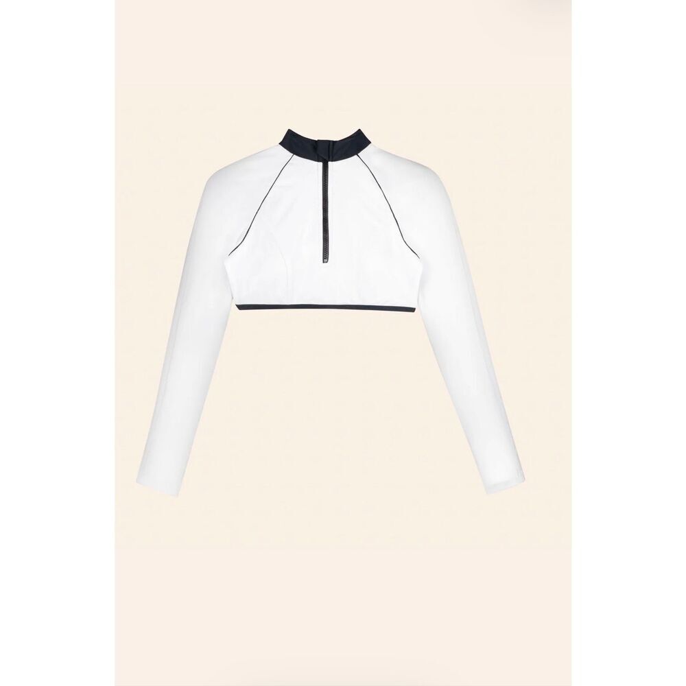 NWT WET Mary Monochrome Crop Rash Guard Swim Top XL UPF 50+ MSRP $128